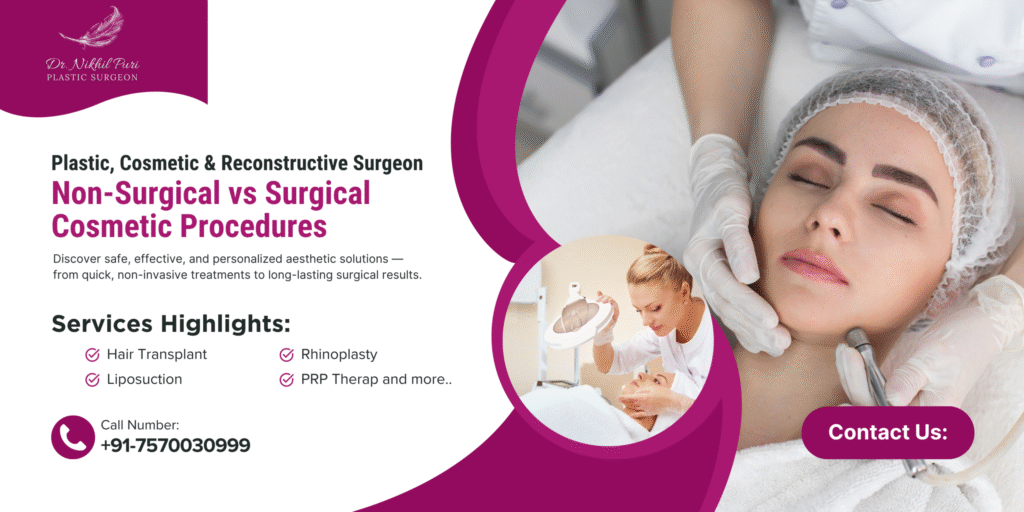 Dr Nikhil Puri performing cosmetic surgery in Lucknow – Non-surgical vs surgical procedures explained